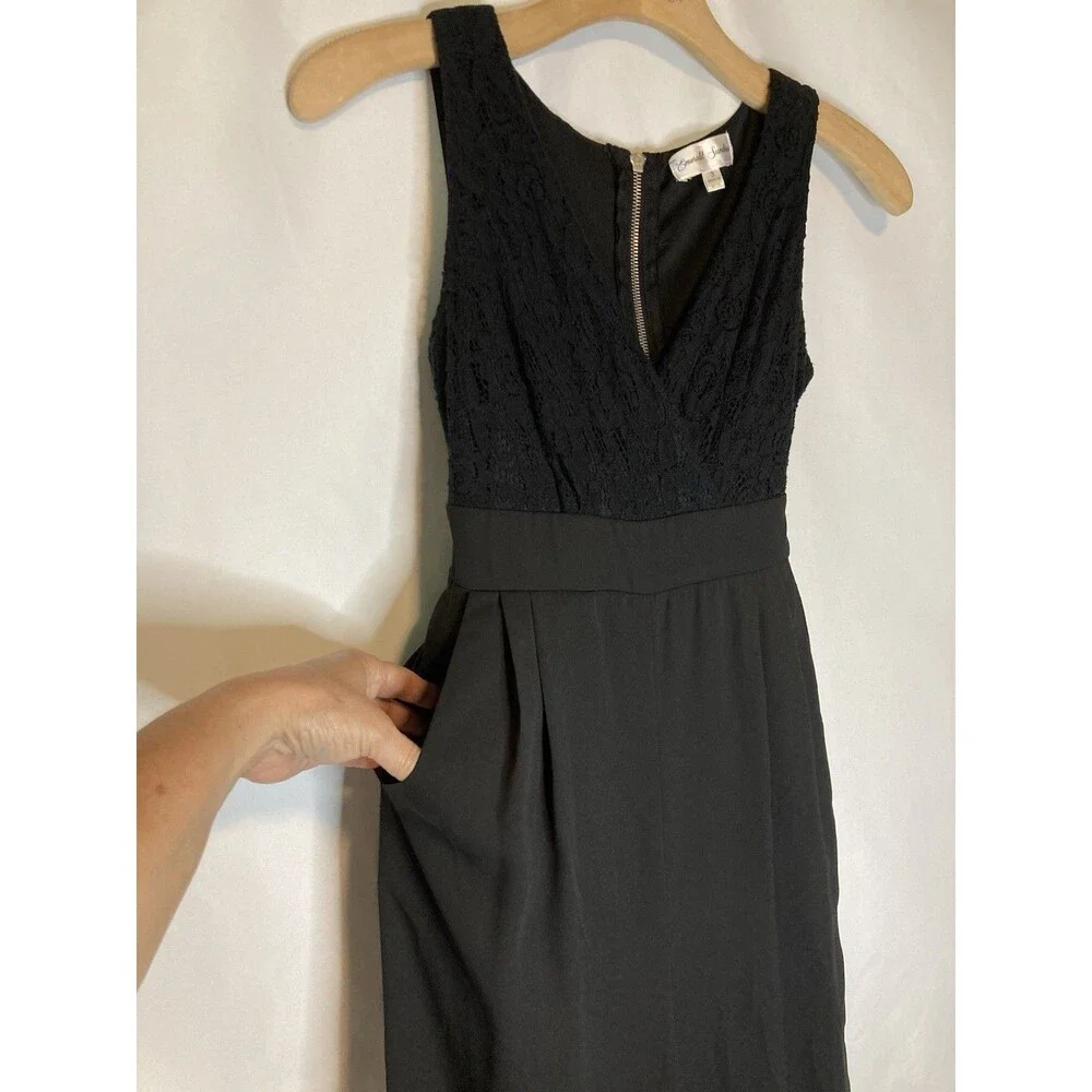 Women's Jumpsuit Black Lace S Sz 3 Sleeveless Wide Leg Romper Tie Gothic Chic